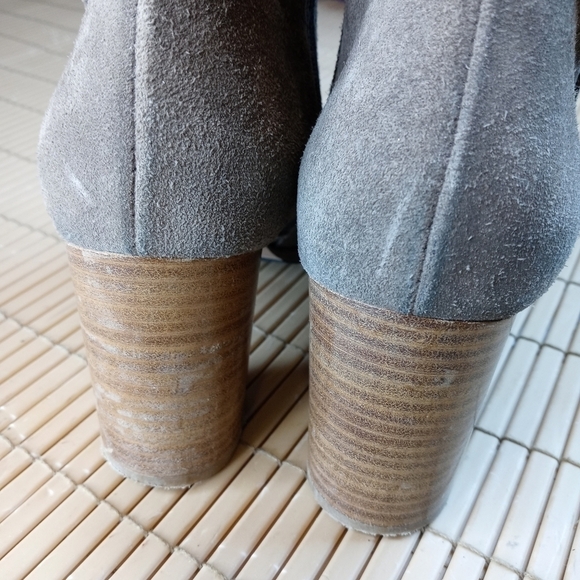 Napoleoni Italy Brown Suede Leather Zip 3" High stacked block Heel Ankle Boots W - Picture 8 of 11